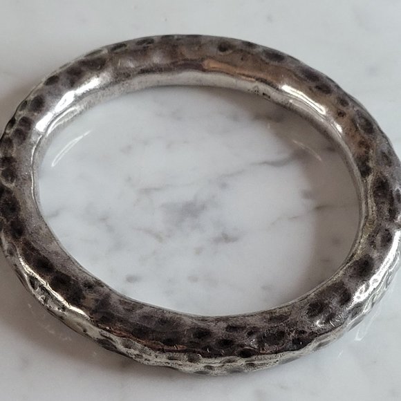 Womens Vintage Estate Sterling Silver Hammered Modernist...